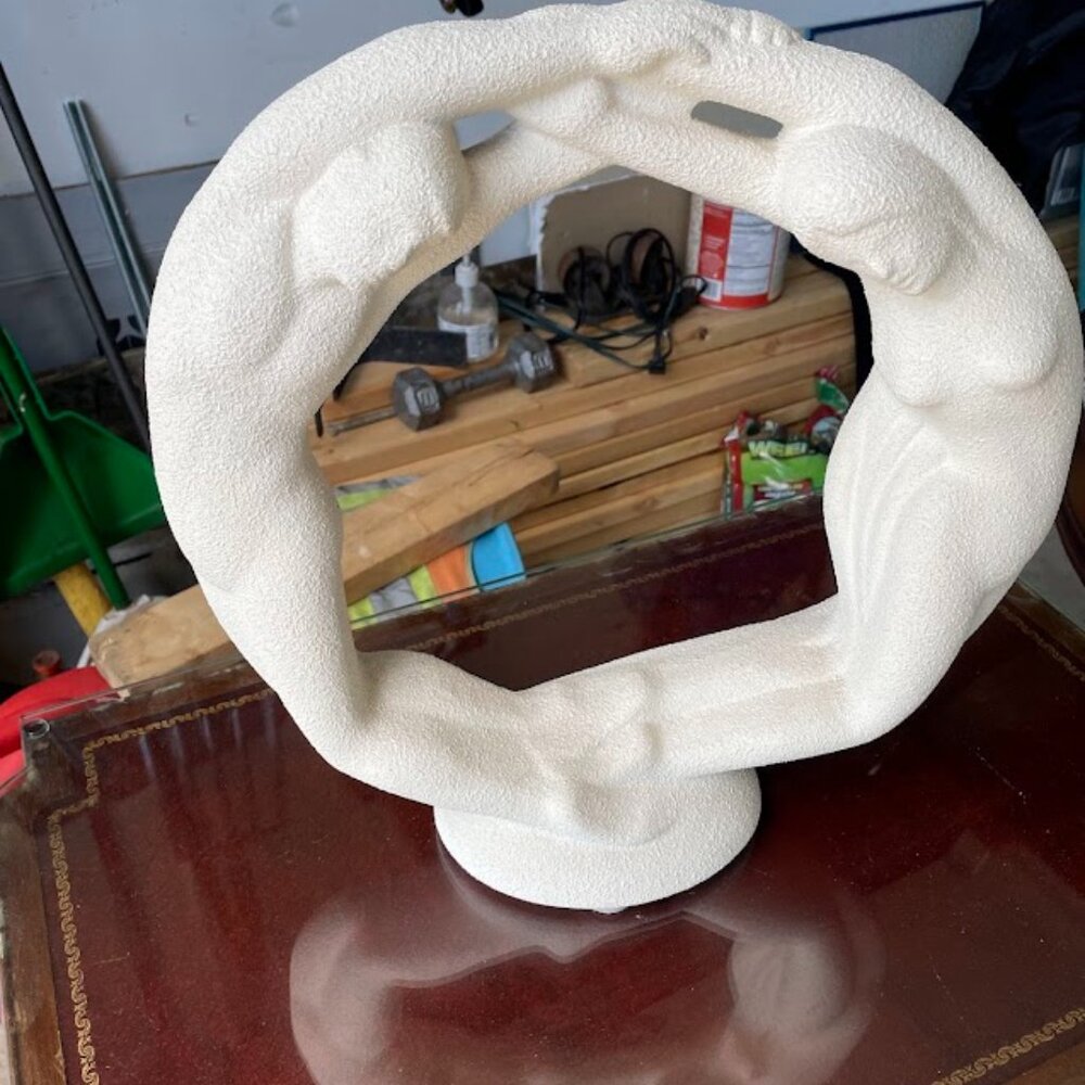 Haeger Vintage Ivory/White Textured Eternity Circle of Love Statue